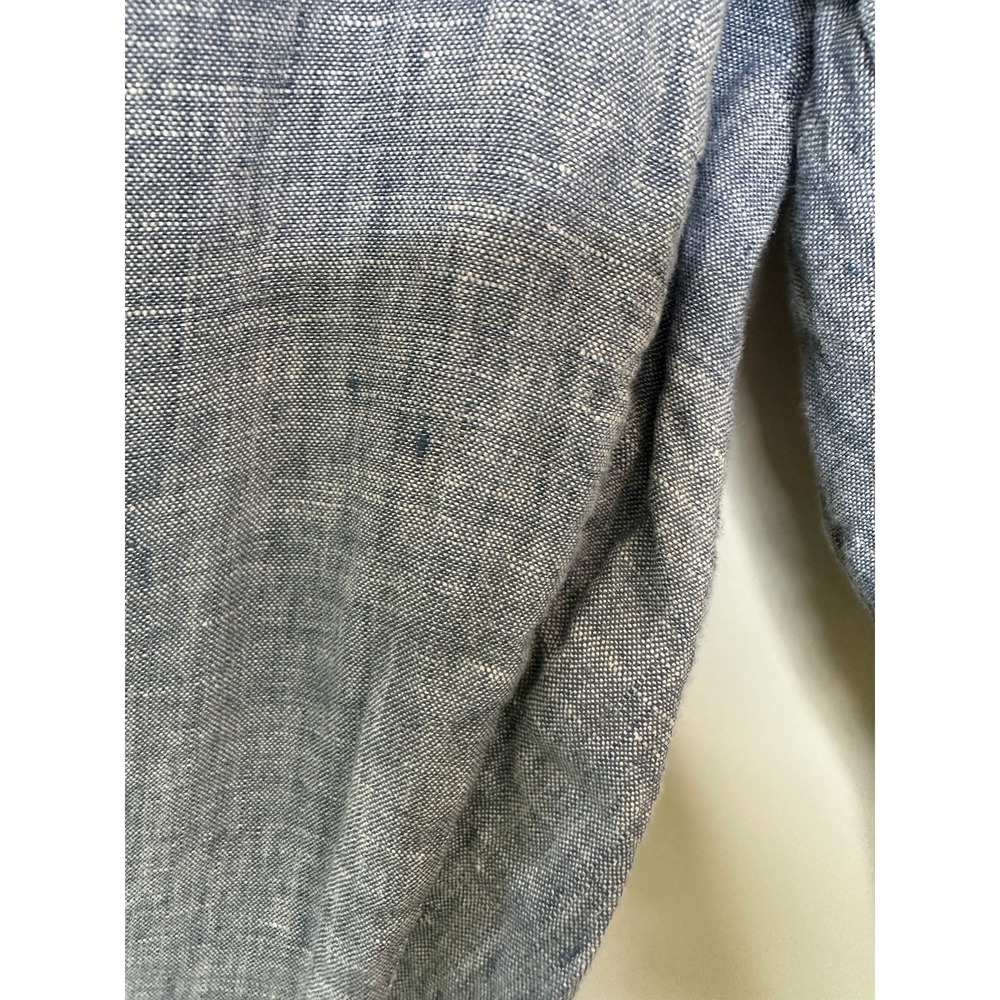 Athleta Cabo 100% Linen Jogger Pants Chambray Blue Resort Beach Zip Pockets 6 - Picture 8 of 16